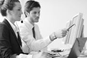 business people group working in customer and help desk office